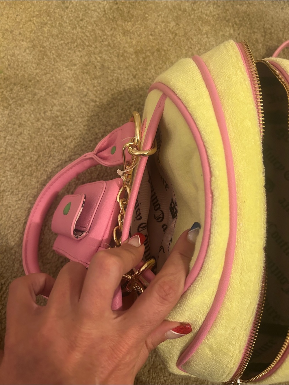 Juicy Couture Yellow and Pink Strawberry Mini Bowling Bag - Picture 3 of 7